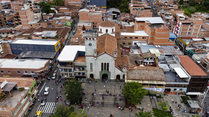 Saint Anthony of Prado, Medellin - Colombia. April 28, 2024. Aerial view with drone, district with...