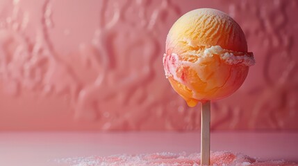 Colored ice cream ball on stick. Generative AI