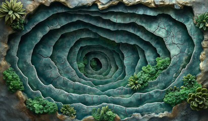 Fototapeta premium terrain that has magical plants inside of a cave system. The battle map should be a top down view