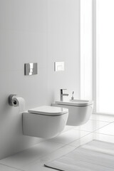 Naklejka na ściany i meble Contemporary White Ceramic WC and Basin Combo in a Compact Setting