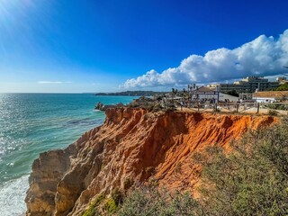 Algarve Coast. Rocky shore, Atlantic Ocean, Portugal, sun, warmth