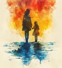 Father's Day celebration background adorned with a gift box mug calendar mustache heart shape
