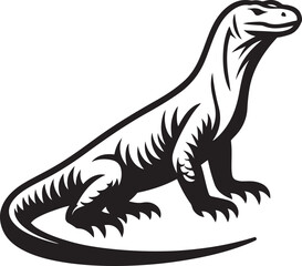 Komodo Dragon silhouette vector illustration on white background.