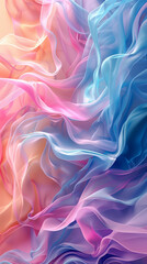 Fototapeta premium Wavy tulle fabric background in pastel colors.