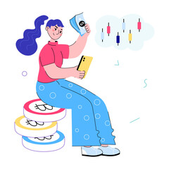 Premium doodle mini illustration of rich trader 