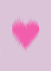 Pink minimalist graphic with big heart in the center.
