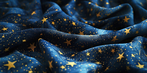 Dark blue fabric with yellow stars, good night blanket