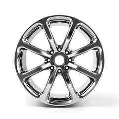 Obraz premium Luxurious polished alloy wheel for high-end vehicles, isolated white background