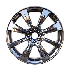 Obraz premium Luxurious polished alloy wheel for high-end vehicles, isolated white background