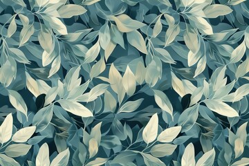 Seamless khaki blue green camouflaged abstract textured floral winter Christmas plant patterns wallpaper vector background