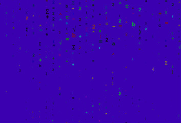 Light Multicolor, Rainbow vector pattern with arithmetic signs.