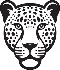 Leopard face silhouette vector illustration on white background.