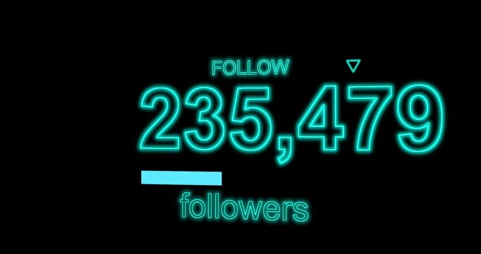 3D Social media followers tally up in a 3D perspective format	