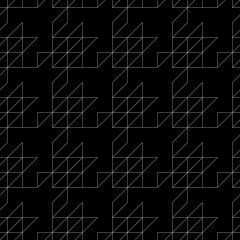 Linear ornament. Mosaic motif. Triangles, quadrangles pattern. Houndstooth wallpaper. Geometric background. Triangular, quadrangular figures backdrop. Digital paper, textile print. Seamless abstract