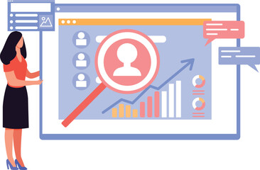 The girl is searching about the chart graph.