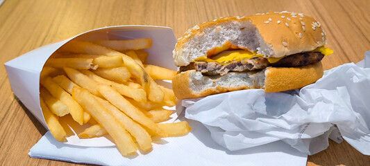 Fast food hamburgers can be eaten quickly.