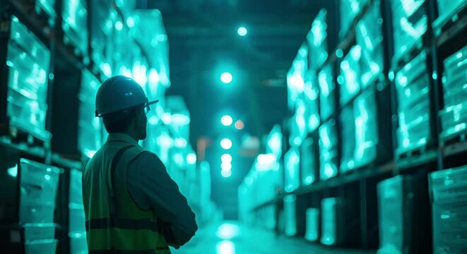 Overseeing logistics industry growth by harnessing advanced technologies. Concept Logistics Innovation, Advanced Technologies, Industry Growth, Supply Chain Optimization, Logistics Management