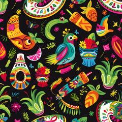 Fototapeta premium Mexican symbols design template of traditional vector image
