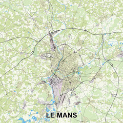 Le Mans, France map poster art