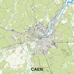 Caen, France map poster art