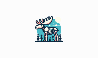 bone moose vector illustration logo design