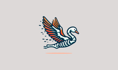 flying swan bone vector logo design