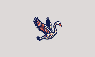 Obraz premium flying swan bone vector logo design