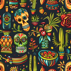 Naklejka premium Mexican symbols design template of traditional vector image