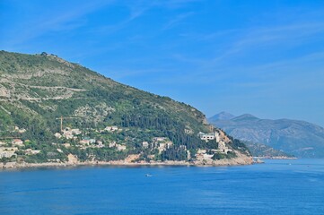 Fototapeta premium Coastal Town with Seascape of the Adriatic Sea in Dalmatia Region, Croatia