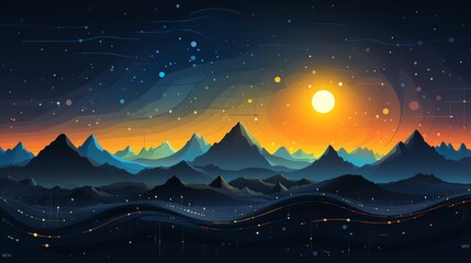 Fototapeta premium Solar Symphony flat design top view renewable energy theme animation Analogous Color Scheme
