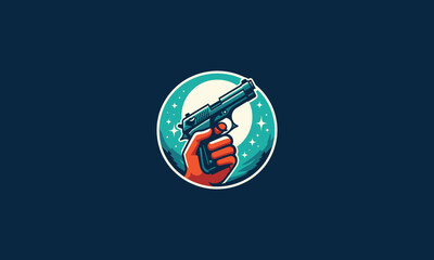 hand hold gun vector illustration logo design