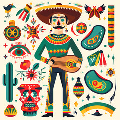 Mexican symbols design template of traditional vector image