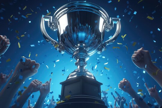 Close-up short of hand holding a trophy cup.