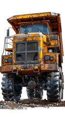 Powerful Heavy-Duty Truck Transporting Demolition Equipment and Coordinating Controlled Demolitions on an Isolated Background with a 3D