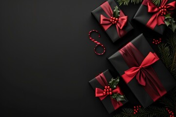 Crowded Black friday background gifts. Black gift box. Generate Ai