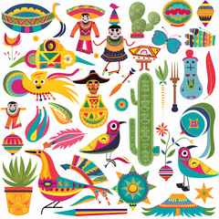 Mexican symbols design template of traditional vector image