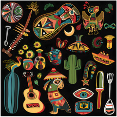 Mexican symbols design template of traditional vector image