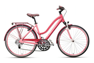 Obraz premium A versatile pink bicycle displayed on a white background. Generative AI