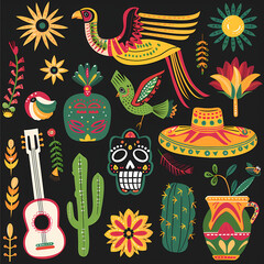 Mexican symbols design template of traditional vector image