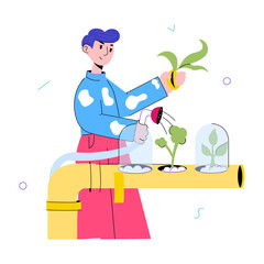 Ready to use doodle mini illustration of plant irrigation 