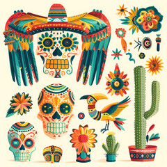 Mexican symbols design template of traditional vector image