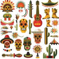 Mexican symbols design template of traditional vector image