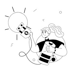 Here’s a doodle mini illustration of solar charging 