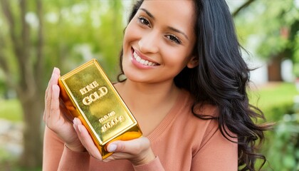 Investment Highlight: Woman with Gold Bar in Hand