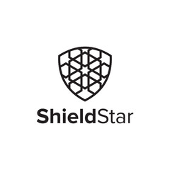 shield star simple sleek creative geometric modern logo design