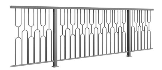 3D illustration features a modern steel balustrade, perfect for showcasing the minimalist aesthetic in exterior design concepts (no background).