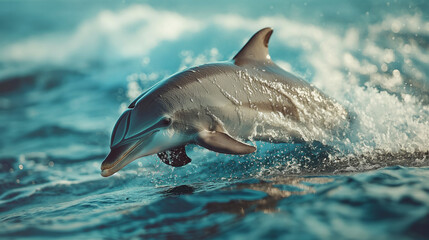 Fototapeta premium beautiful dolphin jumped from sea wave