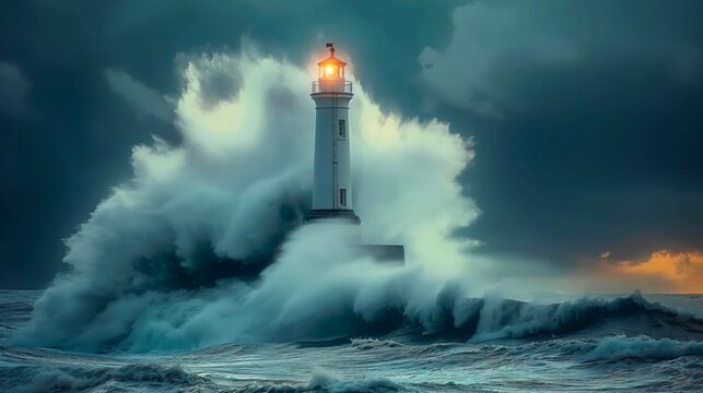 lighthouse during a storm at night