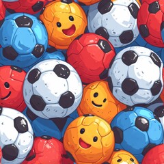Assorted Happy Footballs Mosaic