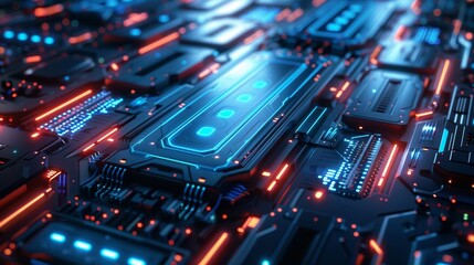 Obraz premium Futuristic technology pattern design withneon blue and silver pallet minimalistic